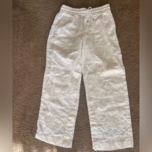 Athleta Retreat Linen High Rise Wide Leg Pant in calla Lily